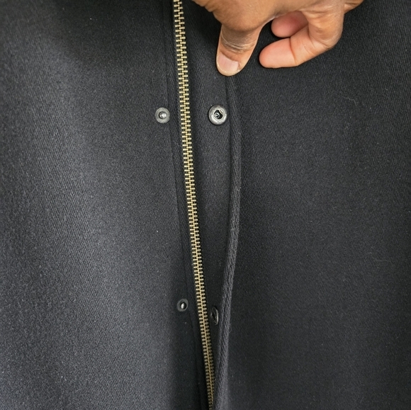 Murano Wool Blend Jacket Coat XL Men's Black Leather Trim Military Heavy 90s Y2k - Picture 7 of 16